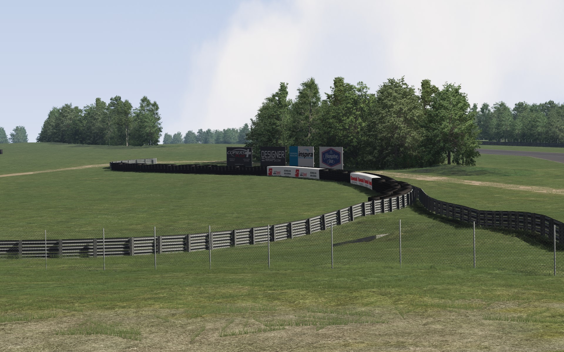 Пример 2 правильно освещённых деревьев в Assetto Corsa